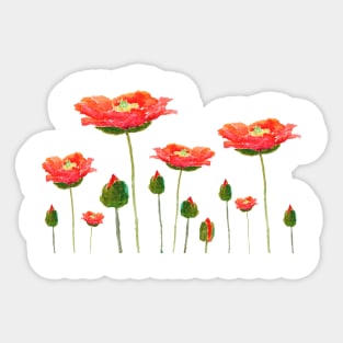 orange poppies watercolor Sticker